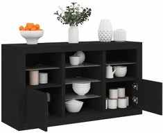 Šoninė spintelė su LED lemputėmis, juodos spalvos, 123x37x67cm
