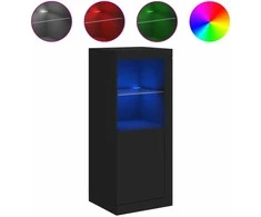 Šoninė spintelė su LED lemputėmis, juodos spalvos, 41x37x100cm