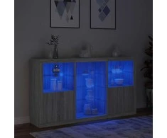 Šoninė spintelė su LED lemputėmis, pilka ąžuolo, 181,5x37x100cm