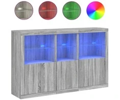Šoninė spintelė su LED lemputėmis, pilka ąžuolo, 162x37x100cm