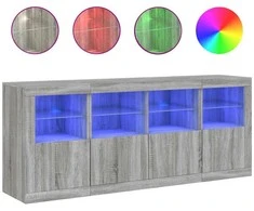 Šoninė spintelė su LED lemputėmis, pilka ąžuolo, 163x37x67cm
