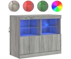 Šoninė spintelė su LED lemputėmis, pilka ąžuolo, 81x37x67cm