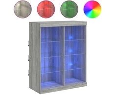 Šoninė spintelė su LED lemputėmis, pilka ąžuolo, 81x37x100cm
