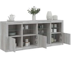 Šoninė spintelė su LED lemputėmis, pilka ąžuolo, 164x37x67cm