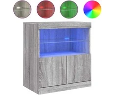 Šoninė spintelė su LED lemputėmis, pilka ąžuolo, 60x37x67cm