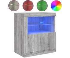 Šoninė spintelė su LED lemputėmis, pilka ąžuolo, 60,5x37x67cm