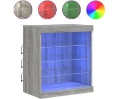 Šoninė spintelė su LED lemputėmis, pilka ąžuolo, 60,5x37x67cm
