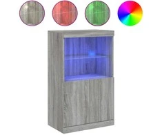 Šoninė spintelė su LED lemputėmis, pilka ąžuolo, 60,5x37x100cm