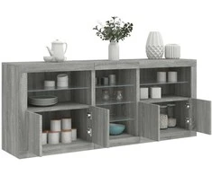 Šoninė spintelė su LED lemputėmis, pilka ąžuolo, 162x37x67cm