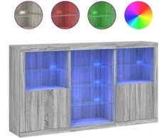 Šoninė spintelė su LED lemputėmis, pilka ąžuolo, 181,5x37x100cm