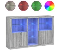 Šoninė spintelė su LED lemputėmis, pilka ąžuolo, 162x37x100cm