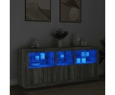 Šoninė spintelė su LED lemputėmis, pilka ąžuolo, 162x37x67cm