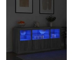 Šoninė spintelė su LED lemputėmis, pilka ąžuolo, 142,5x37x67cm