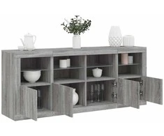 Šoninė spintelė su LED lemputėmis, pilka ąžuolo, 163x37x67cm