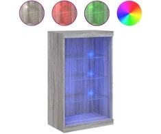 Šoninė spintelė su LED lemputėmis, pilka ąžuolo, 60,5x37x100cm