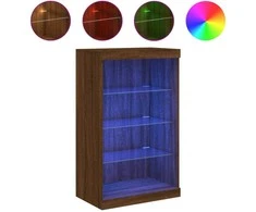Šoninė spintelė su LED lemputėmis, ruda ąžuolo, 60,5x37x100cm