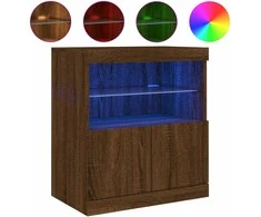 Šoninė spintelė su LED lemputėmis, ruda ąžuolo, 60x37x67cm