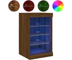 Šoninė spintelė su LED lemputėmis, ruda ąžuolo, 41x37x67cm