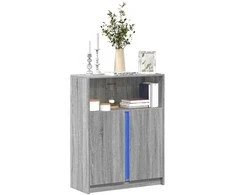 Šoninė spintelė su LED, pilka ąžuolo, 77x34x100cm, mediena
