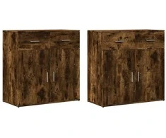 Šoninės spintelės, 2vnt., dūminio ąžuolo, 79x38x80cm, mediena