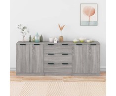 Šoninės spintelės, 3 dalių, pilkos ąžuolo, apdirbta mediena
