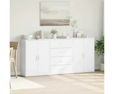 Šoninės spintelės, 3vnt., baltos, 60x31x84cm, apdirbta mediena