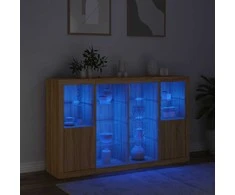 Šoninės spintelės su LED, 3vnt., ąžuolo, apdirbta mediena