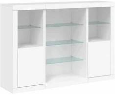 Šoninės spintelės su LED, 3vnt., baltos, apdirbta mediena