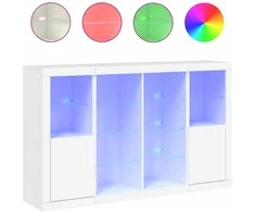 Šoninės spintelės su LED, 3vnt., baltos, apdirbta mediena