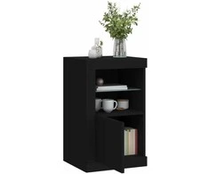 Šoninės spintelės su LED lemputėmis, 2vnt., juodos, mediena