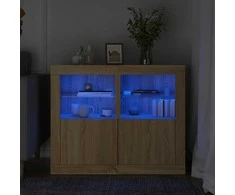 Šoninės spintelės su LED lemputėmis, 2vnt., ąžuolo, mediena