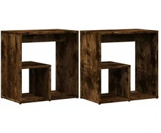 Šoniniai staliukai, 2vnt., dūminio ąžuolo, 50x30x50cm, mediena