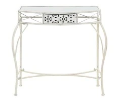Šoninis staliukas, baltas, 82x39x76cm, metalas, prancūziškas