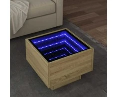 Šoninis staliukas su LED, ąžuolo, 40x40x30cm, apdirbta mediena