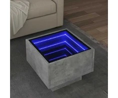 Šoninis staliukas su LED, betono, 40x40x30cm, apdirbta mediena