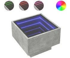 Šoninis staliukas su LED, betono, 40x40x30cm, apdirbta mediena