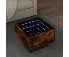Šoninis staliukas su LED, dūminio ąžuolo, 40x40x30cm, mediena