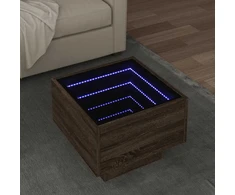 Šoninis staliukas su LED, rudas ąžuolo, 40x40x30cm, mediena