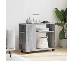 Šoninis staliukas su ratukais, pilkas, 70x35x60cm, mediena