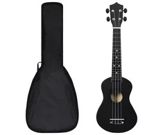 Soprano ukulėlės rinkinys su dėklu vaikams, juoda, 23"