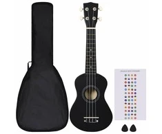 Soprano ukulėlės rinkinys su dėklu vaikams, juoda, 21"
