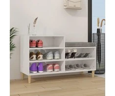 Spintelė batams, balta, 102x36x60cm, apdirbta mediena, blizgi