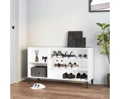 Spintelė batams, balta, 102x36x60cm, apdirbta mediena, blizgi