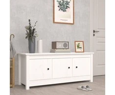 Spintelė batams, balta, 110x38x45,5cm, pušies medienos masyvas