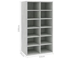 Lentyna batams, betono pilkos spalvos, 54x34x100,5cm, mediena
