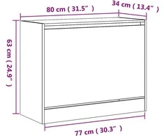 Spintelė batams, dūminio ąžuolo, 80x34x63cm, apdirbta mediena