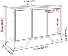Spintelė praustuvui, dūminė, 91x35x60cm, apdirbta mediena