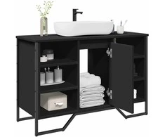 Spintelė praustuvui, juoda, 91x35x60cm, apdirbta mediena