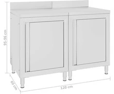 Spintelė su darbastaliu, 120x60x96cm, nerūdijantis plienas