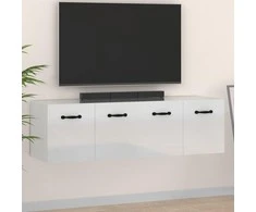 TV staliukas Spintelės, 2vnt., baltos, 80x36,5x35cm, mediena, blizgios